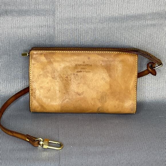 Louis Vuitton Nomad Cabas Ambre Accessory Pouch Tan Leather with Strap LM0024 - Picture 1 of 9